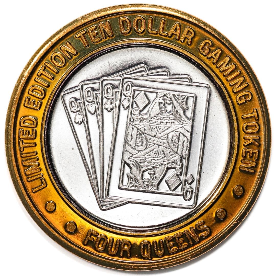 .999 Silver Four Queens Casino Hotel Las Vegas $10 Limited Edition Gaming Token: One .999 Silver Four Queens Casino Hotel Las Vegas $10 Limited Edition Gaming Token.