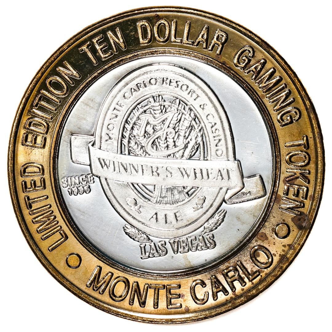 .999 Silver Monte Carlo Resort & Casino Las Vegas, NV $10 Limited Edition Gaming Token: One .999 Silver Monte Carlo Resort & Casino Las Vegas, NV $10 Limited Edition Gaming Token.
