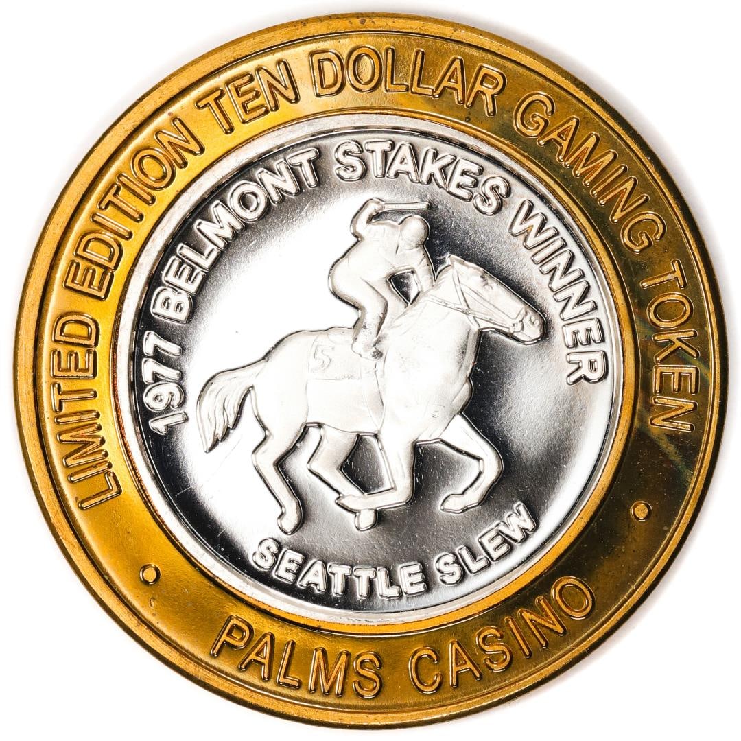 .999 Silver Palms Casino Las Vegas, NV $10 Casino Limited Edition Gaming Token: One .999 Silver Palms Casino Las Vegas, NV $10 Casino Limited Edition Gaming Token.