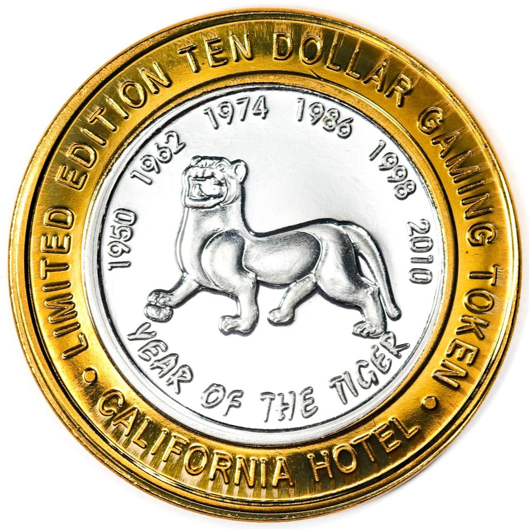 .999 Silver Sam Boyd's California Hotel $10 Casino Limited Edition Gaming Token: One .999 Silver Sam Boyd's California Hotel $10 Casino Limited Edition Gaming Token.