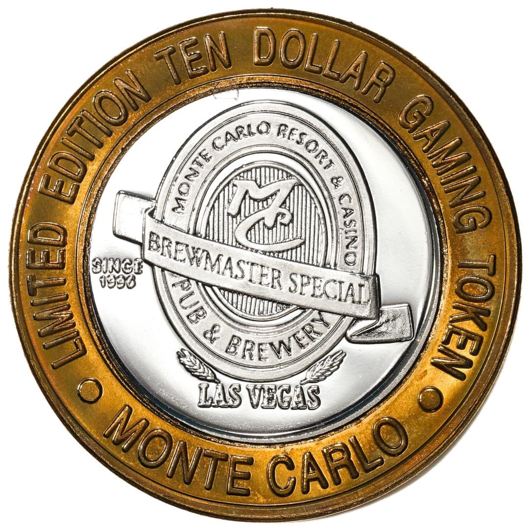 .999 Silver Monte Carlo Resort & Casino Las Vegas, NV $10 Limited Edition Gaming Token: One .999 Silver Monte Carlo Resort & Casino Las Vegas, NV $10 Limited Edition Gaming Token.