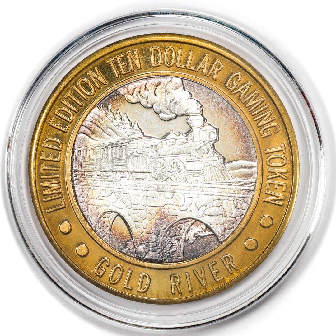 .999 Fine Silver Gold River Laughlin, Nevada $10 Limited Edition Gaming Token: One .999 Fine Silver Gold River Laughlin, Nevada $10 Limited Edition Gaming Token.