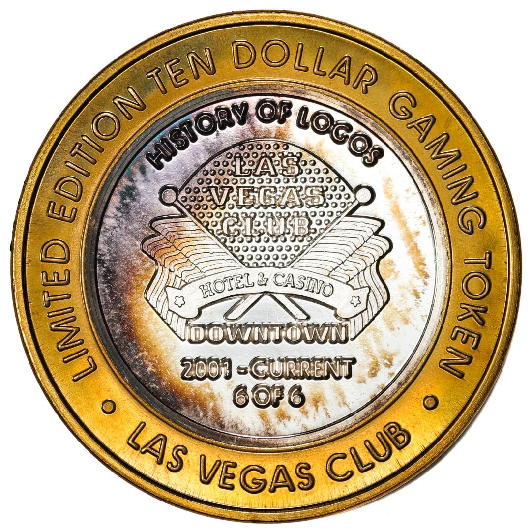 .999 Fine Silver Las Vegas Club Las Vegas, NV $10 Limited Edition Gaming Token: One .999 Fine Silver Las Vegas Club Las Vegas, NV $10 Limited Edition Gaming Token.