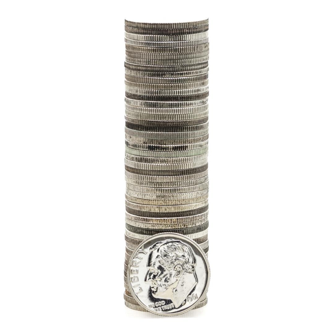Roll of (50) Proof 1961 Roosevelt Dime Coins: One Roll of (50) Proof 1961 Roosevelt Dime Coins.