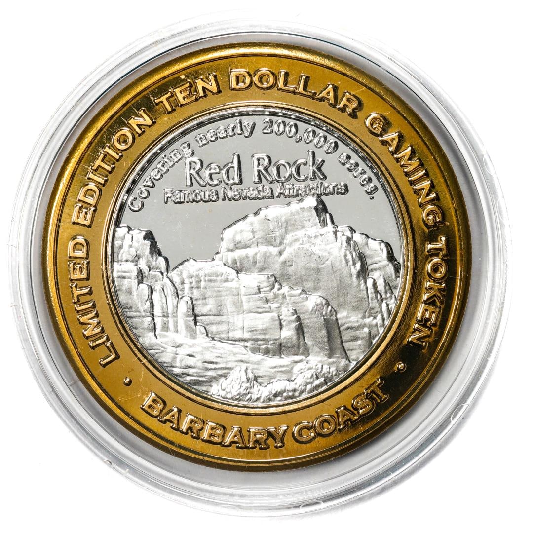 .999 Silver Barbary Coast Las Vegas, Nevada $10 Casino Limited Edition Gaming Token: One .999 Silver Barbary Coast Las Vegas, Nevada $10 Casino Limited Edition Gaming Token.