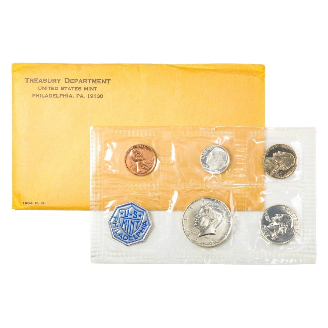 1964 (5) Coin Proof Set in Envelope: One 1964 (5) Coin Proof Set in Envelope.