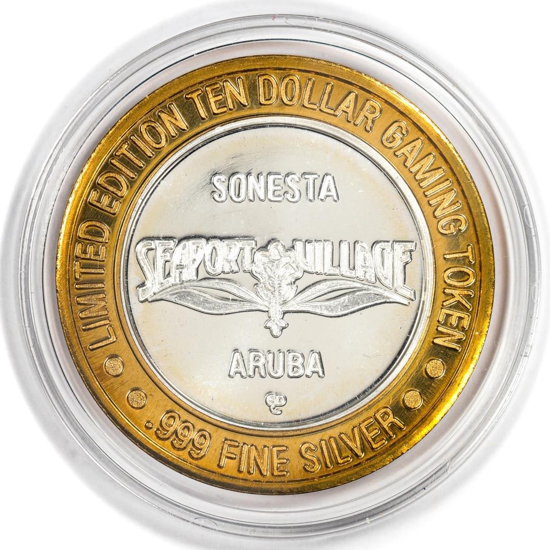 .999 Silver Crystal Casino Aruba $10 Casino Limited Edition Gaming Token: One .999 Silver Crystal Casino Aruba $10 Casino Limited Edition Gaming Token.