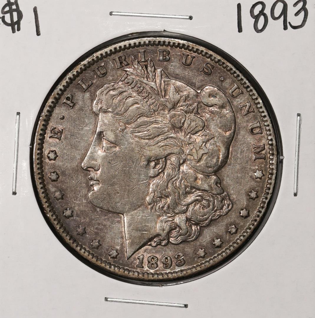1893 $1 Morgan Silver Dollar Coin: One 1893 $1 Morgan Silver Dollar Coin.