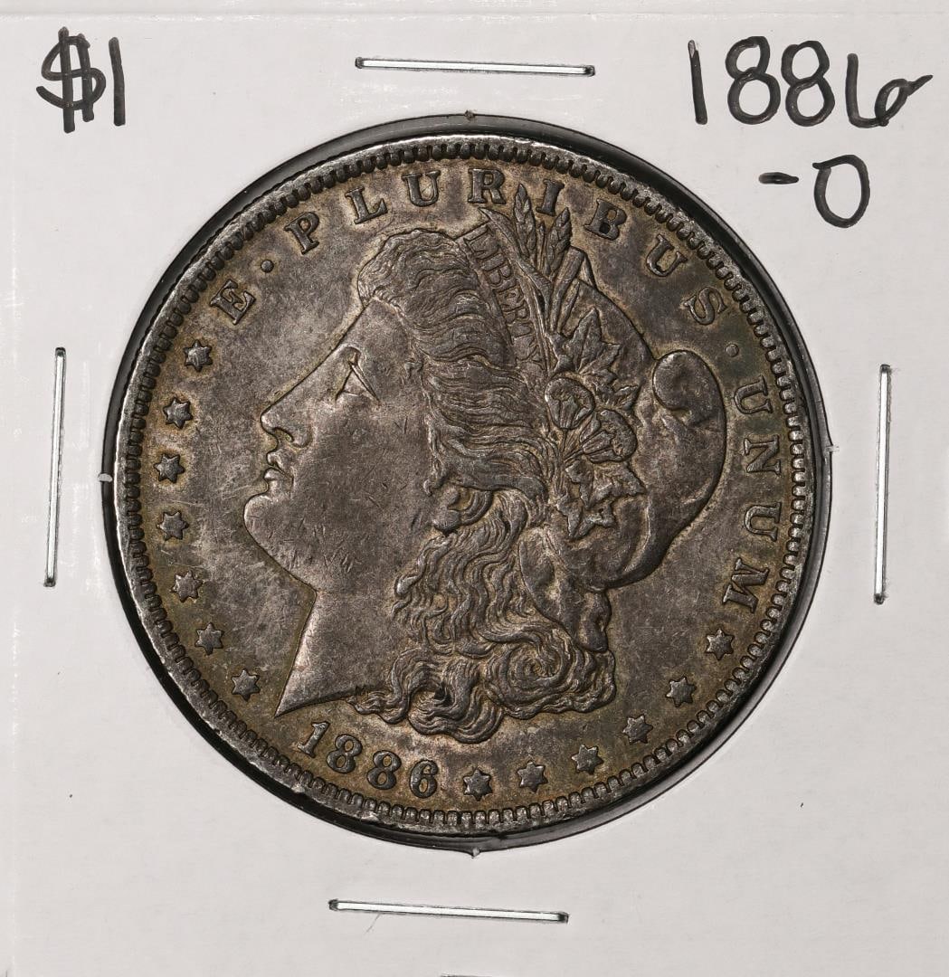 1886-O $1 Morgan Silver Dollar Coin: One 1886-O $1 Morgan Silver Dollar Coin.