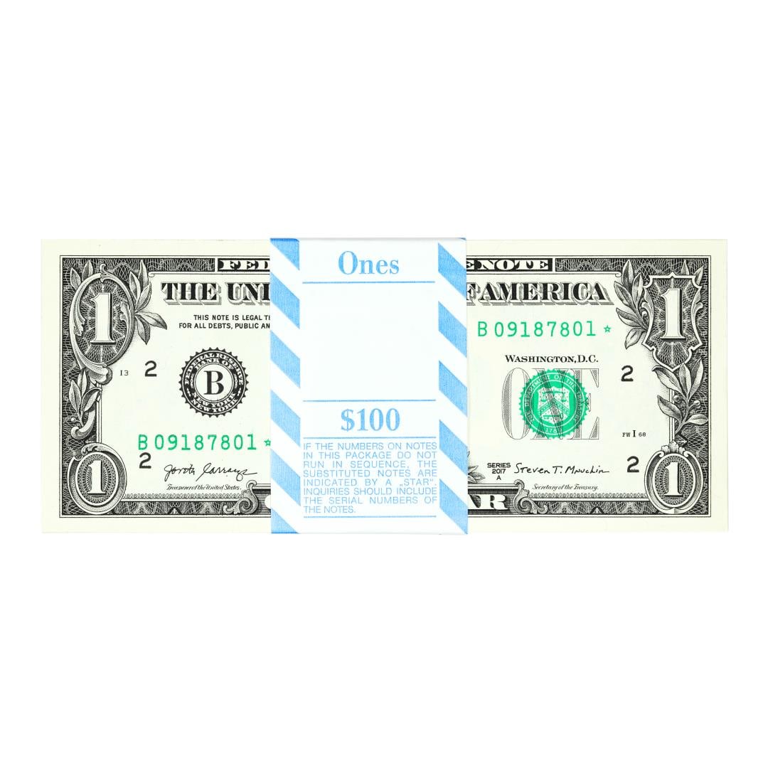 Pack of (100) Consecutive 2017A $1 Federal Reserve STAR Notes New York: One Pack of (100) Consecutive 2017A $1 Federal Reserve STAR Notes New York.