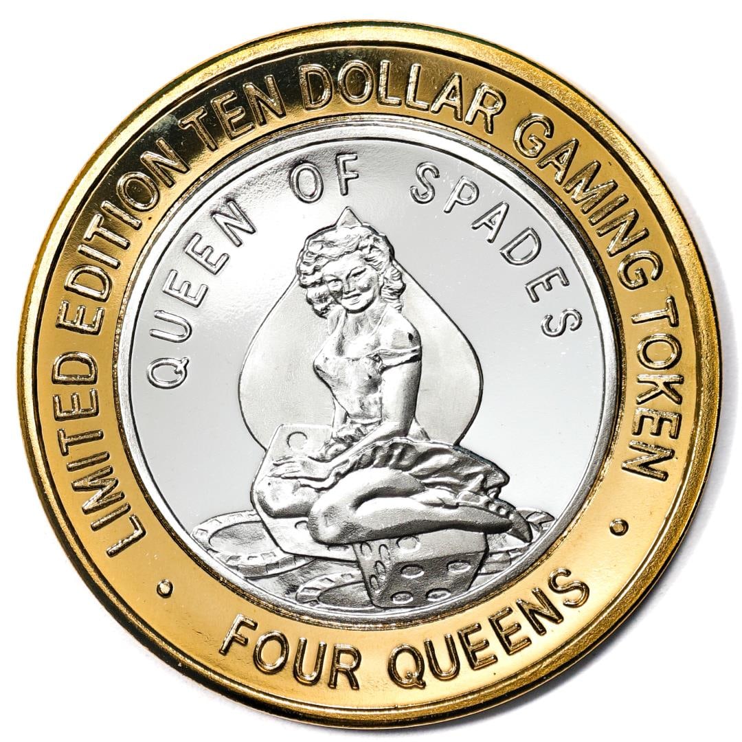 .999 Silver Four Queens Casino Hotel Las Vegas $10 Limited Edition Gaming Token: One .999 Silver Four Queens Casino Hotel Las Vegas $10 Limited Edition Gaming Token.