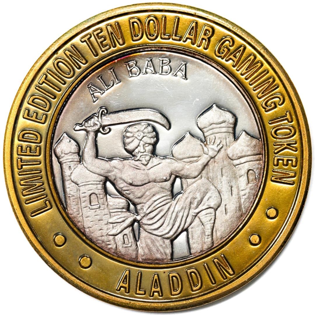 .999 Silver Aladdin Resort Casino Las Vegas, NV $10 Limited Edition Gaming Token: One .999 Silver Aladdin Resort Casino Las Vegas, NV $10 Limited Edition Gaming Token.
