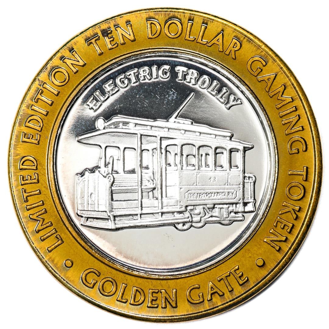 .999 Silver Golden Gate Las Vegas, NV $10 Casino Limited Edition Gaming Token: One .999 Silver Golden Gate Las Vegas, NV $10 Casino Limited Edition Gaming Token.
