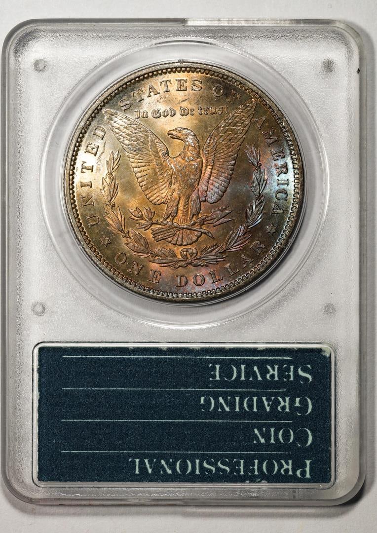 1888 $1 Morgan Silver Dollar Coin PCGS MS63 Old Green Holder Amazing Reverse Toning: One 1888 $1 Morgan Silver Dollar Coin PCGS MS63 Old Green Holder Amazing Reverse Toning. PCGS Graded.