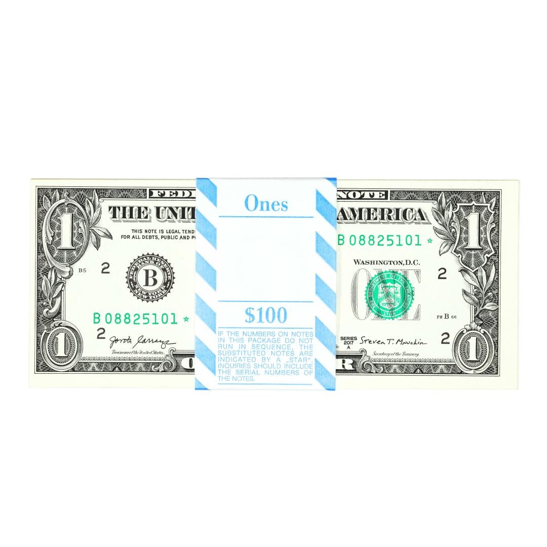 Pack of (100) Consecutive 2017A $1 Federal Reserve STAR Notes New York: One Pack of (100) Consecutive 2017A $1 Federal Reserve STAR Notes New York.