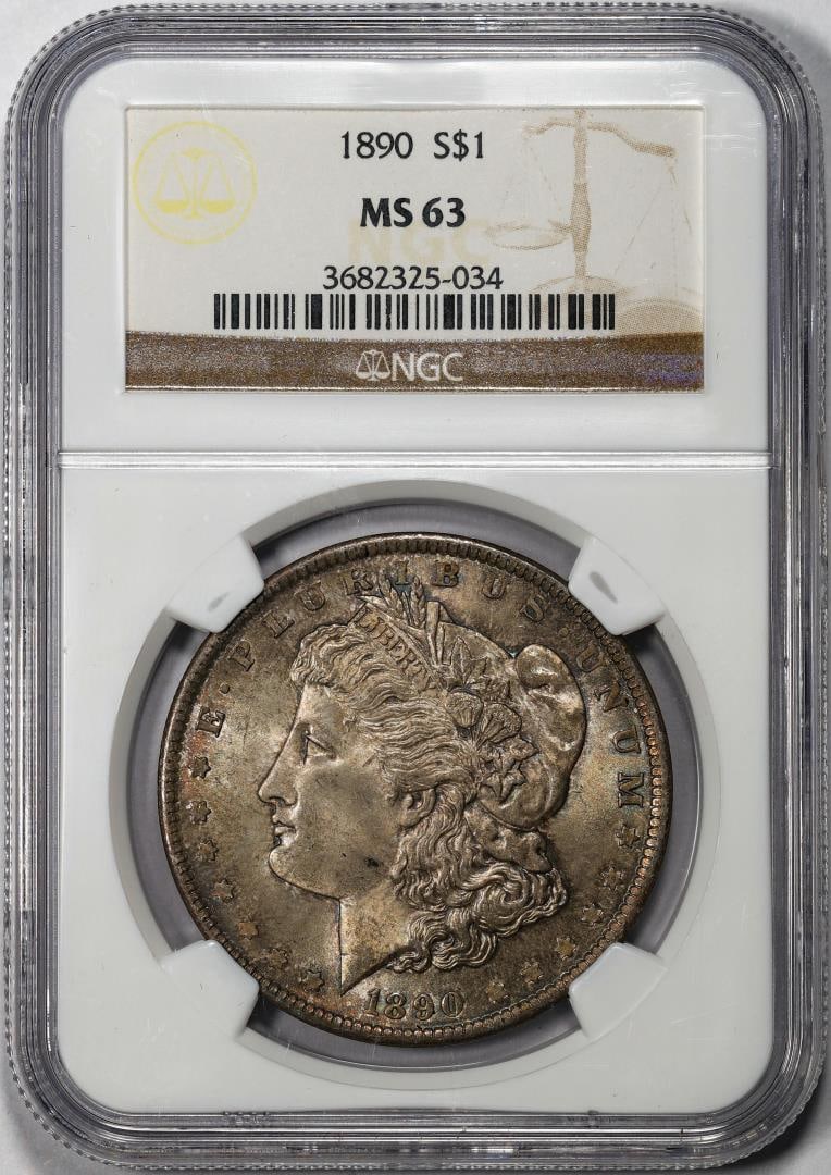 1890 $1 Morgan Silver Dollar Coin NGC MS63: One 1890 $1 Morgan Silver Dollar Coin NGC MS63. NGC Certified.