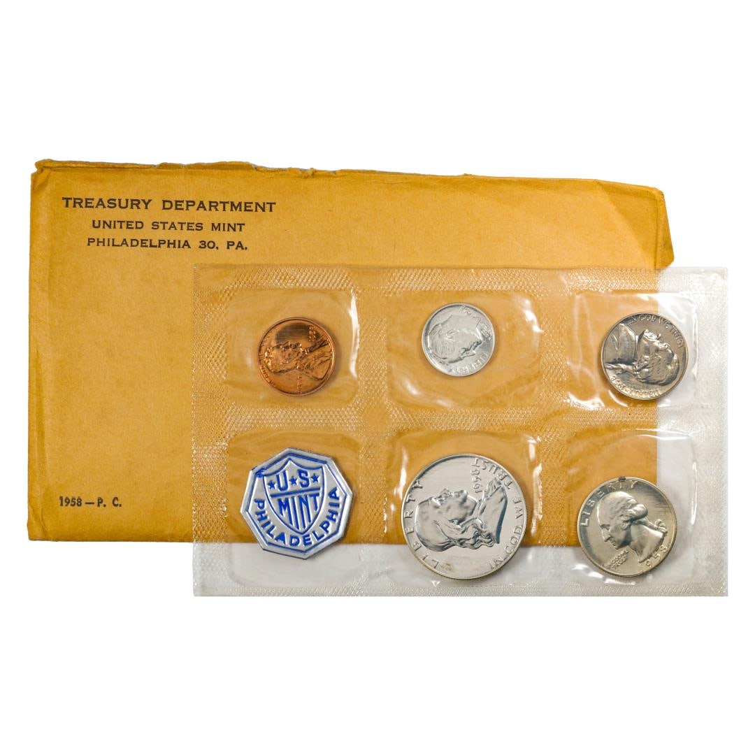 1958 (5) Coin Proof Set in Envelope: One 1958 (5) Coin Proof Set in Envelope.