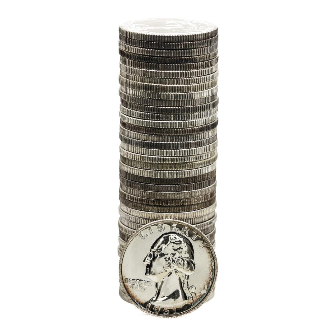 Roll of (40) Proof 1961 Washington Quarter Coins: One Roll of (40) Proof 1961 Washington Quarter Coins.