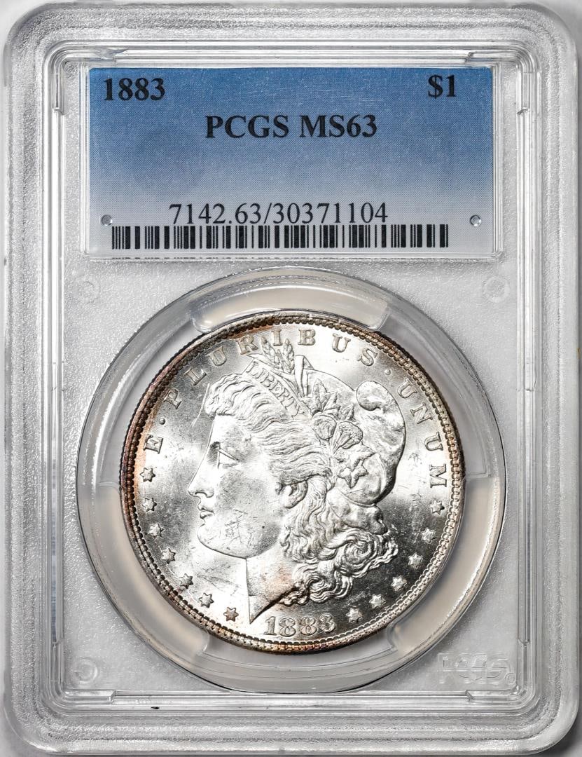 1883 $1 Morgan Silver Dollar Coin PCGS MS63: One 1883 $1 Morgan Silver Dollar Coin PCGS MS63. PCGS Graded.