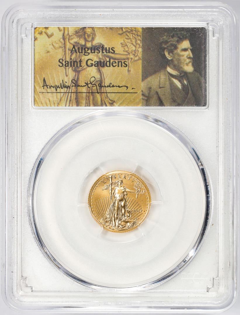 2017 $5 American Gold Eagle Coin PCGS MS70 First Strike Saint Gaudens Signature: One 2017 $5 American Gold Eagle Coin PCGS MS70 First Strike Saint Gaudens Signature. PCGS Graded.