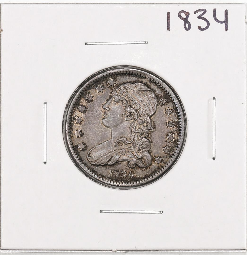1834 Capped Bust Quarter Coin: One 1834 Capped Bust Quarter Coin.