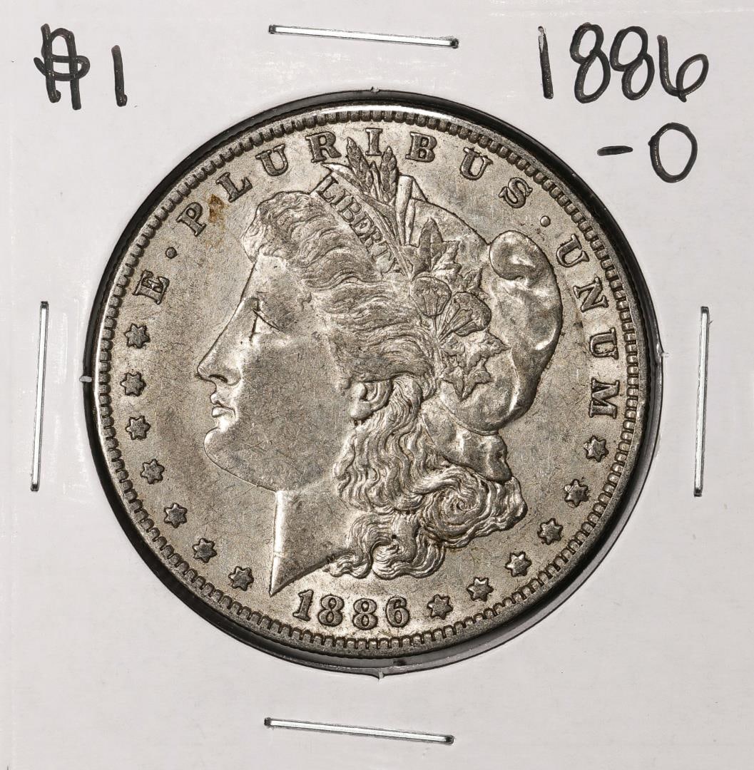 1886-O $1 Morgan Silver Dollar Coin: One 1886-O $1 Morgan Silver Dollar Coin.