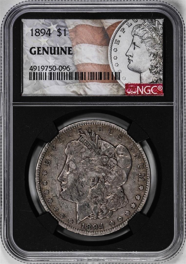 1894 $1 Morgan Silver Dollar Coin NGC Genuine: One 1894 $1 Morgan Silver Dollar Coin NGC Genuine. NGC Certified.