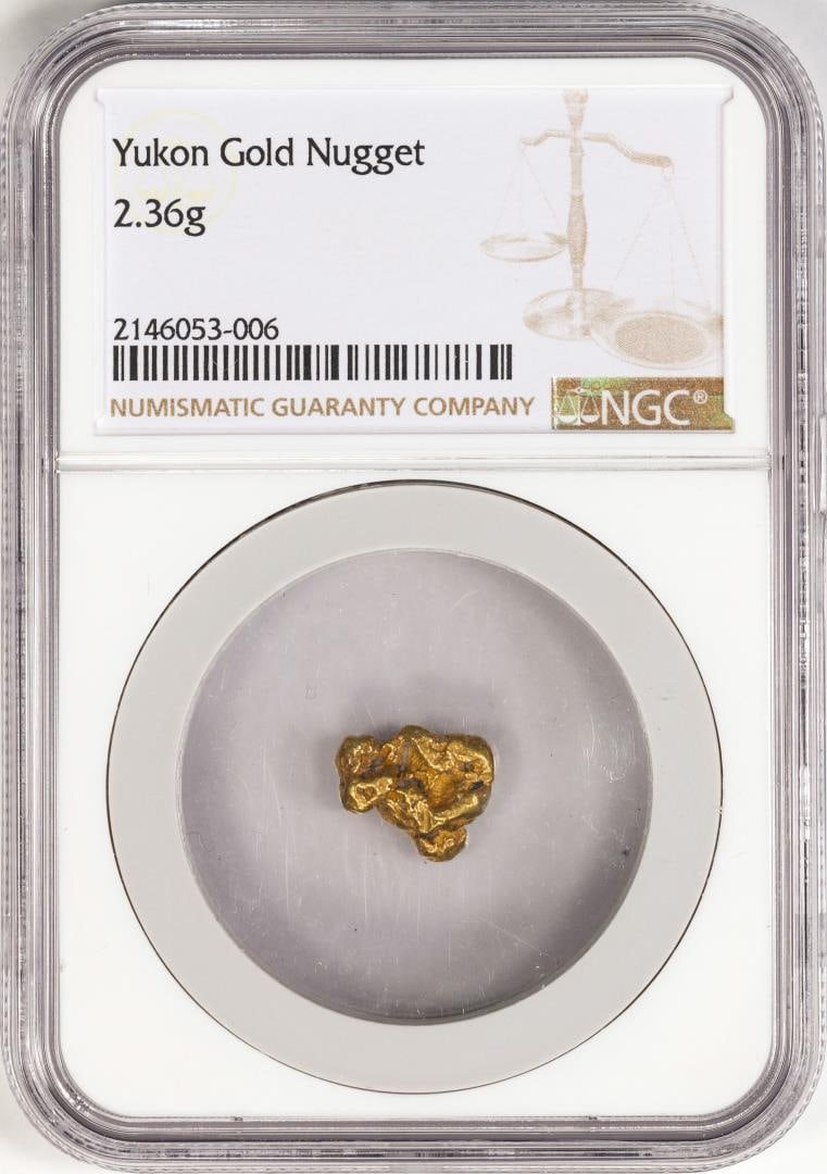 2.36 Gram Yukon Gold Nugget NGC Graded: One 2.36 Gram Yukon Gold Nugget NGC Graded. NGC Certified.