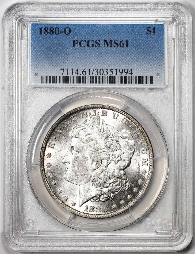 1880-O $1 Morgan Silver Dollar Coin PCGS MS61: One 1880-O $1 Morgan Silver Dollar Coin PCGS MS61. PCGS Graded.