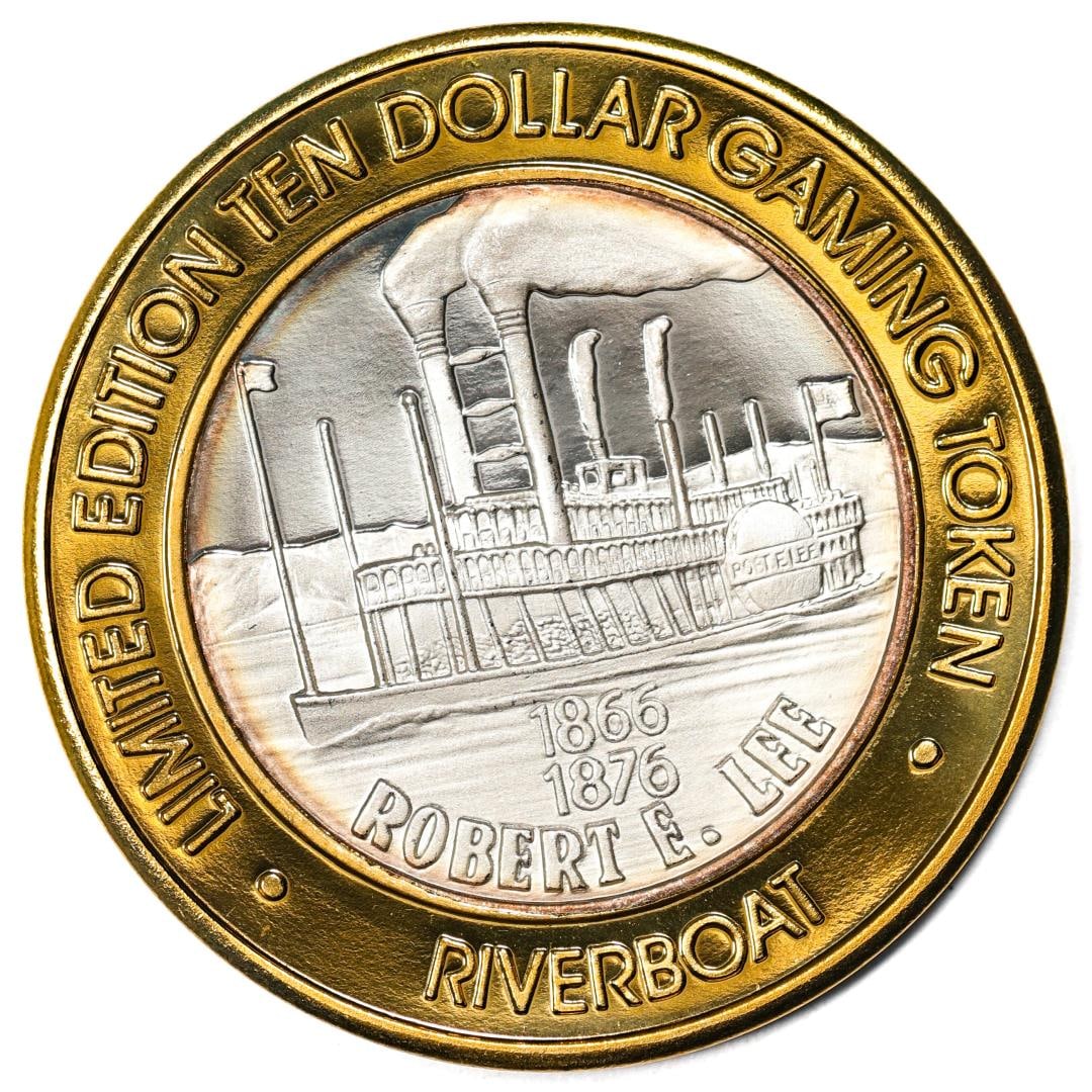 .999 Silver Riverboat Reno, Nevada $10 Casino Limited Edition Gaming Token: One .999 Silver Riverboat Reno, Nevada $10 Casino Limited Edition Gaming Token.
