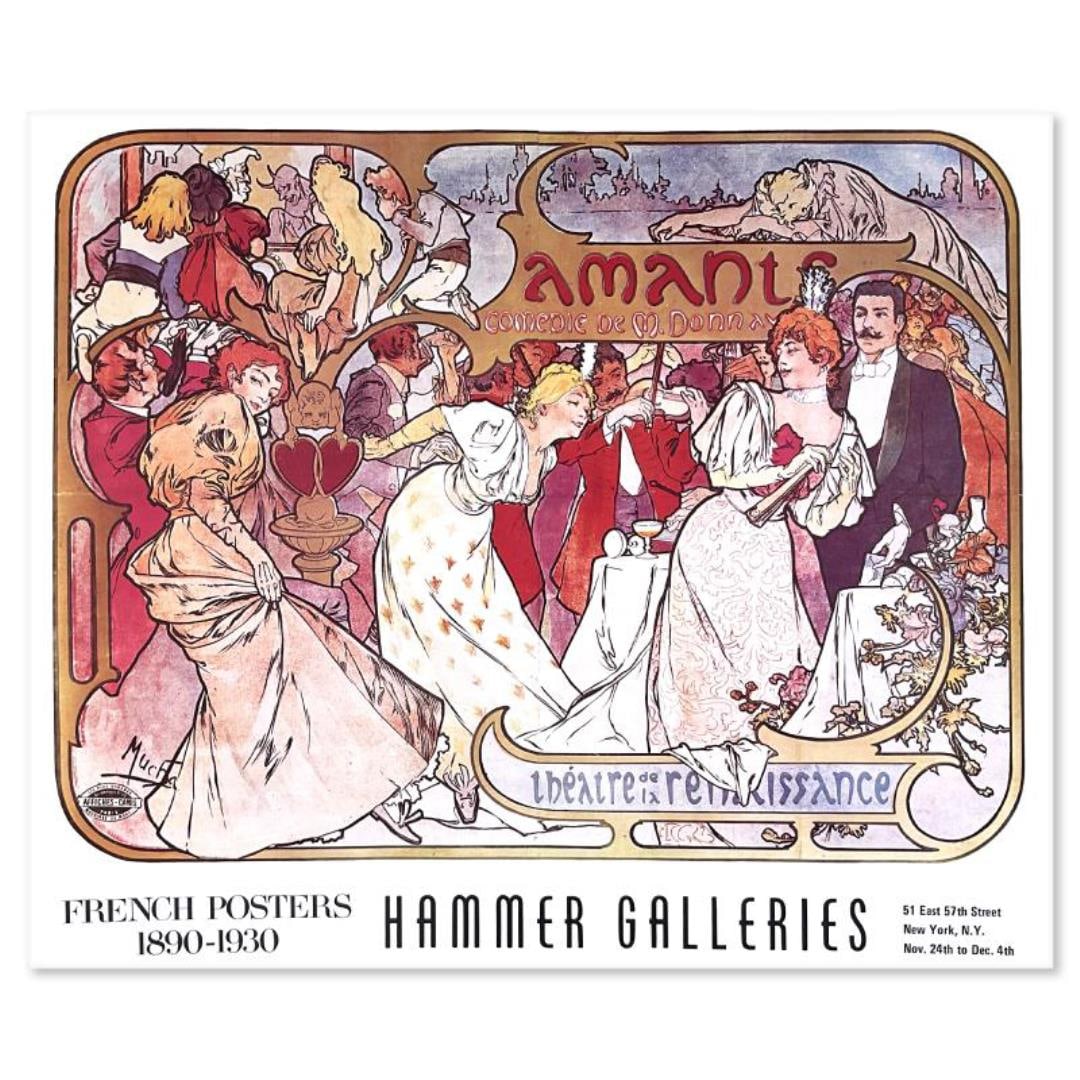 064: Alphonse Mucha "Theatre de la Renaissance" Poster Lithograph on Paper: "Theatre de la Renaissance" is a lithographic poster on paper by Alphonse Mucha (1860-1939), bearing the artist's plate signature. Measures approx. 29.5" x 24.5" (image).