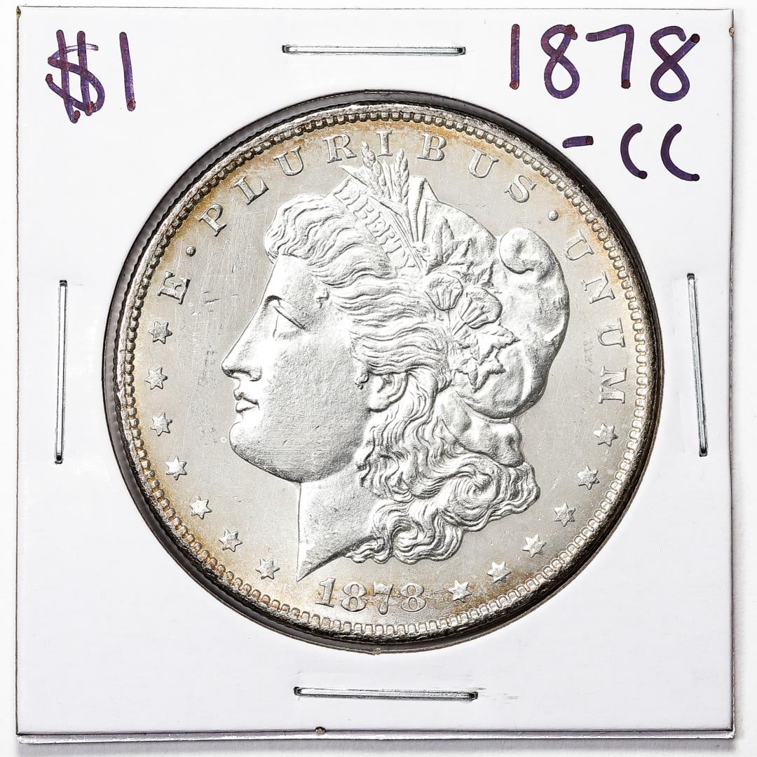 1878-CC $1 Morgan Silver Dollar Coin: One 1878-CC $1 Morgan Silver Dollar Coin.