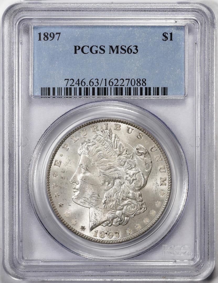 1897 $1 Morgan Silver Dollar Coin PCGS MS63: One 1897 $1 Morgan Silver Dollar Coin PCGS MS63. PCGS Graded.