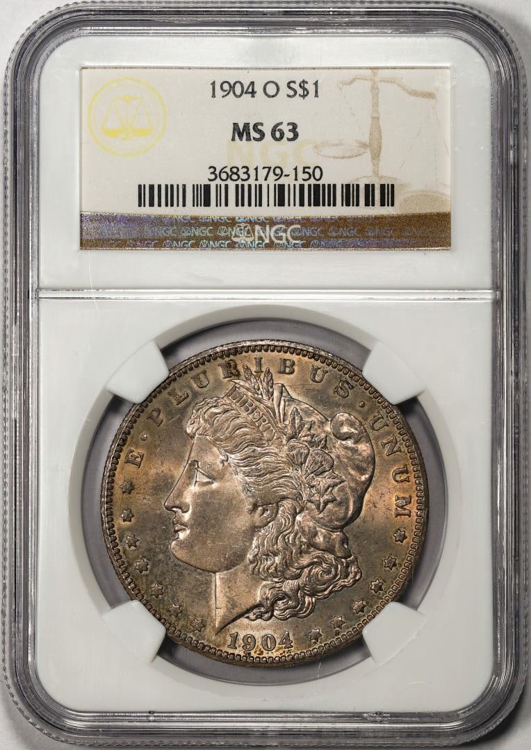 1904-O $1 Morgan Silver Dollar Coin NGC MS63: One 1904-O $1 Morgan Silver Dollar Coin NGC MS63. NGC Certified.