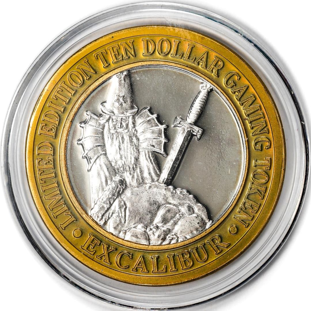 .999 Silver Excalibur Las Vegas Nevada $10 Casino Limited Edition Gaming Token: One .999 Silver Excalibur Las Vegas Nevada $10 Casino Limited Edition Gaming Token.