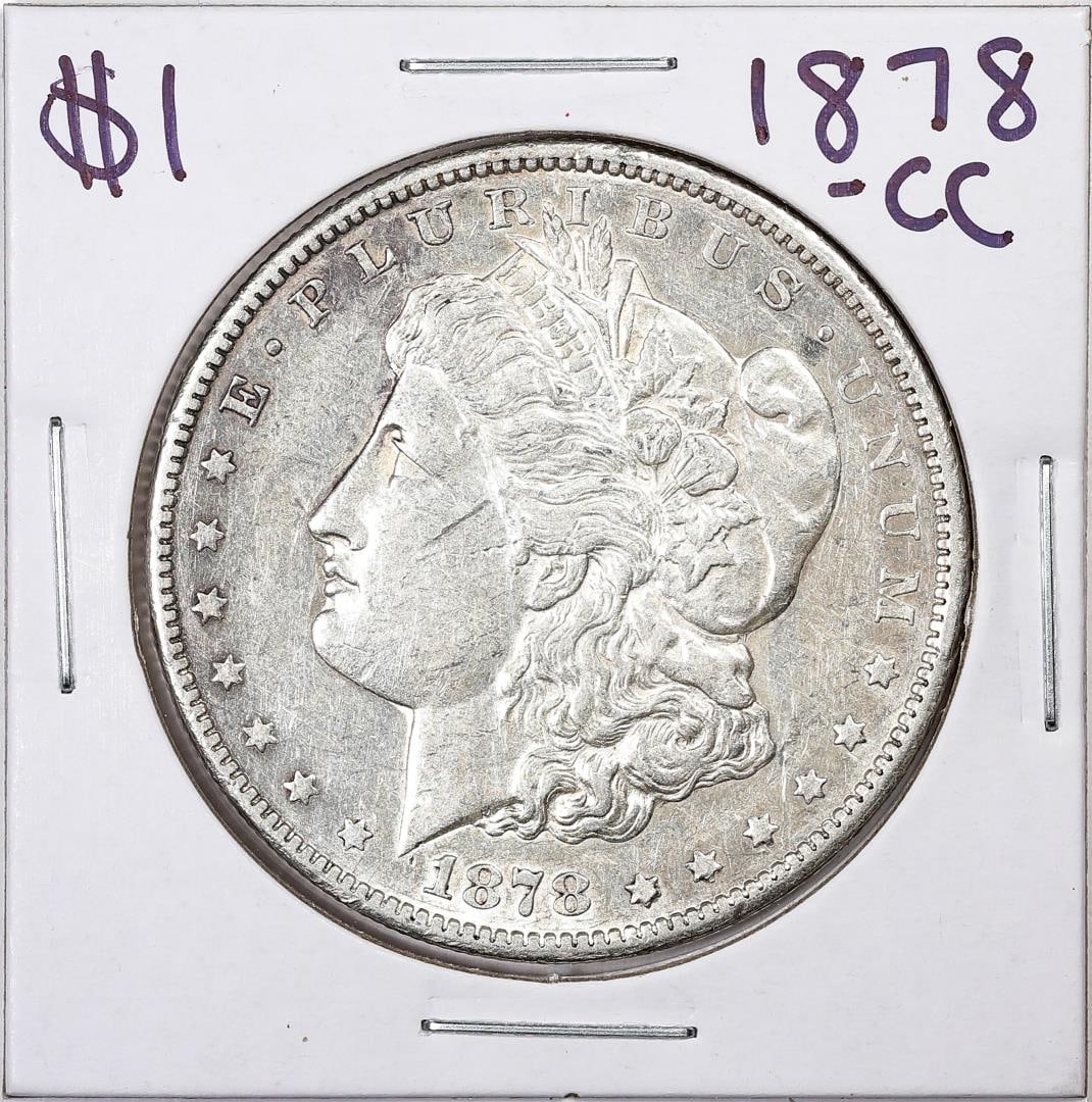 1878-CC $1 Morgan Silver Dollar Coin: One 1878-CC $1 Morgan Silver Dollar Coin.