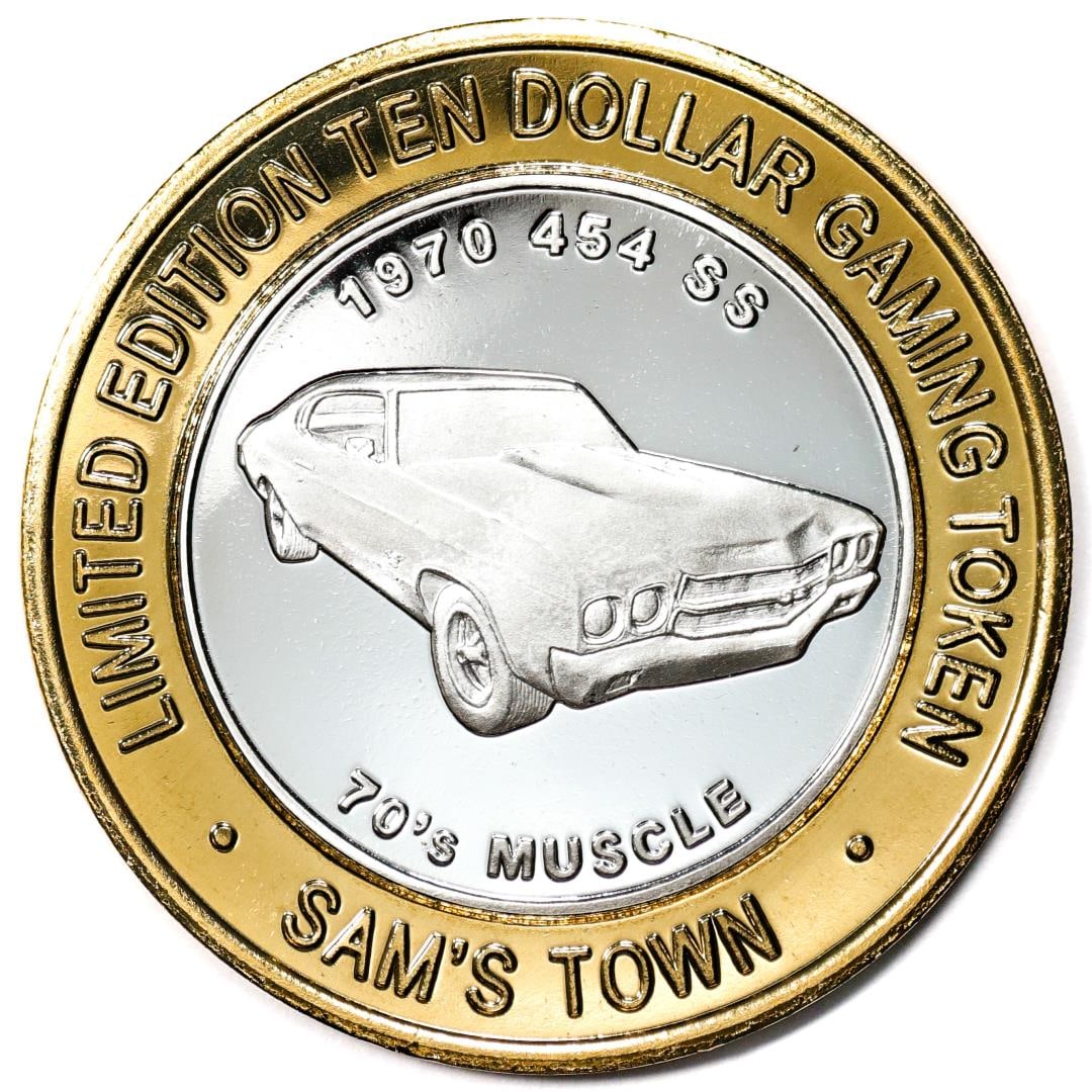.999 Silver Sam's Town Las Vegas $10 Limited Edition Casino Gaming Token: One .999 Silver Sam's Town Las Vegas $10 Limited Edition Casino Gaming Token.
