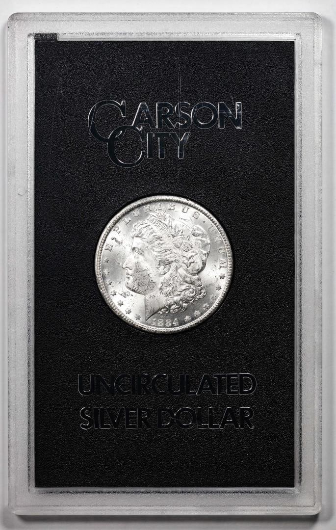 1884-CC $1 Morgan Silver Dollar Coin GSA Hoard Uncirculated: One 1884-CC $1 Morgan Silver Dollar Coin GSA Hoard Uncirculated.