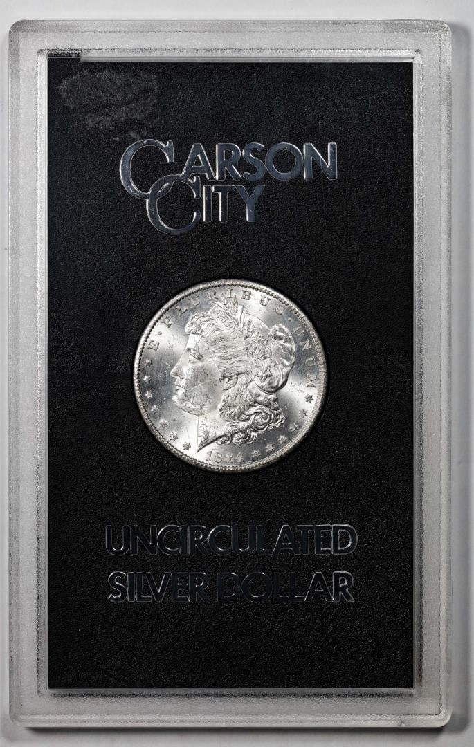 1884-CC $1 Morgan Silver Dollar Coin GSA Hoard Uncirculated w/Box & COA: One 1884-CC $1 Morgan Silver Dollar Coin GSA Hoard Uncirculated w/Box & COA.