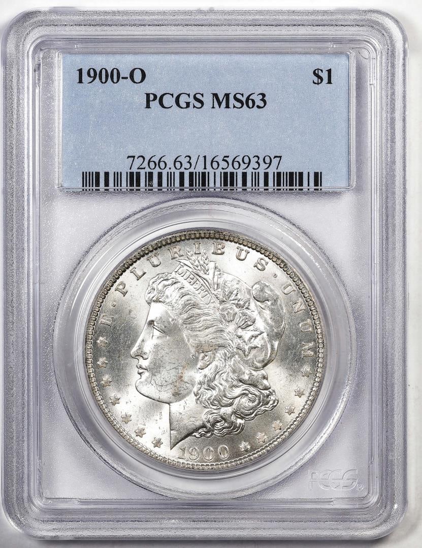 1900-O $1 Morgan Silver Dollar Coin PCGS MS63: One 1900-O $1 Morgan Silver Dollar Coin PCGS MS63. PCGS Graded.