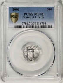 5) 2001 $10 Platinum American Eagle Coin PCGS MS70