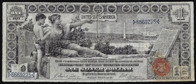 9) 1896 $1 Educational Silver Certificate Note