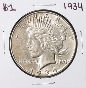 11) 1934 $1 Peace Silver Dollar Coin