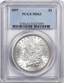 26) 1897 $1 Morgan Silver Dollar Coin PCGS MS63
