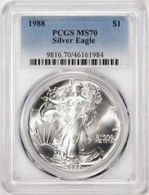 41) 1988 $1 American Silver Eagle Coin PCGS MS70