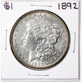 45) 1892 $1 Morgan Silver Dollar Coin