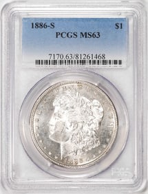 48) 1886-S $1 Morgan Silver Dollar Coin PCGS MS63