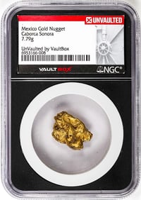 57) 7.79 Gram Caborca Sonora Mexico Gold Nugget NGC Vaultbox Unvaulted