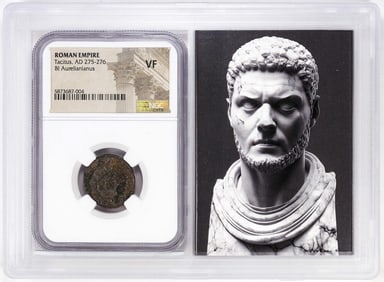65) Roman Empire 275-276 AD Tacitus Bi Aurelianianus Ancient Coin NGC VF Story Box