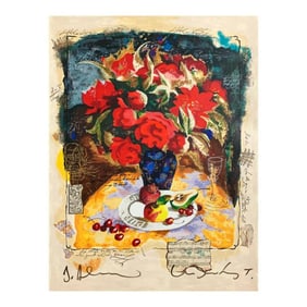 66) Galtchansky & Wissotzky "Red Flowers" Limited Edition Serigraph on Canvas